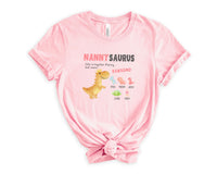 Load image into Gallery viewer, Personalized Nanny Shirt With Grandkids Names, Nanny shirt, Nannysaurus Dinosaur Tee, Mother In Law Mother&#39;s Day Gift
