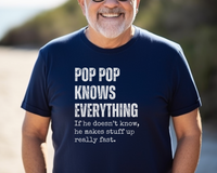 Load image into Gallery viewer, Pop Pop Shirt, Pop Pop Knows Everything, Father&#39;s Day Gift

