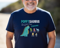 Load image into Gallery viewer, Personalized Poppy Shirt With Grandkid Names, Poppysaurus Dinosaur Grandpa Tshirt, Grandfather Tee, Father&#39;s Day Gift
