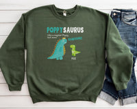 Load image into Gallery viewer, Poppy Sweatshirt With Grandkids Name, Personalized Poppy Gift, Grandpa Sweater, Poppysaurus Dinosaur Crewneck, Grandfather Father&#39;s Day Gift
