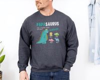 Load image into Gallery viewer, Personalized Papa Sweatshirt, Custom Papa Sweater With Grandkids Names, Papasaurus Dinosaur Shirt, Father&#39;s Day Gift
