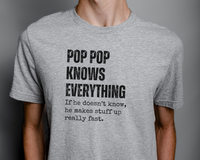 Load image into Gallery viewer, Pop Pop Shirt, Pop Pop Knows Everything, Father&#39;s Day Gift
