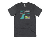 Load image into Gallery viewer, Personalized Poppy Shirt With Grandkid Names, Poppysaurus Dinosaur Grandpa Tshirt, Grandfather Tee, Father&#39;s Day Gift
