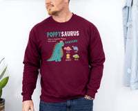 Load image into Gallery viewer, Poppy Sweatshirt With Grandkids Name, Personalized Poppy Gift, Grandpa Sweater, Poppysaurus Dinosaur Crewneck, Grandfather Father&#39;s Day Gift
