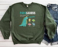 Load image into Gallery viewer, Personalized Papa Sweatshirt, Custom Papa Sweater With Grandkids Names, Papasaurus Dinosaur Shirt, Father&#39;s Day Gift
