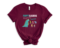 Load image into Gallery viewer, Personalized Poppy Shirt With Grandkid Names, Poppysaurus Dinosaur Grandpa Tshirt, Grandfather Tee, Father&#39;s Day Gift
