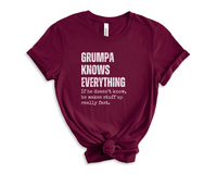 Load image into Gallery viewer, Grumpa Shirt, Grumpa Knows Everything, Funny Grumpa Gift for Grandpa Birthday, Father&#39;s Day Gift, Grumpa Knows Everything
