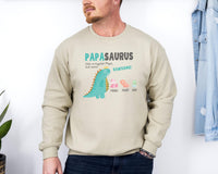 Load image into Gallery viewer, Personalized Papa Sweatshirt, Custom Papa Sweater With Grandkids Names, Papasaurus Dinosaur Shirt, Father&#39;s Day Gift
