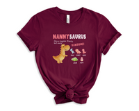 Load image into Gallery viewer, Personalized Nanny Shirt With Grandkids Names, Nanny shirt, Nannysaurus Dinosaur Tee, Mother In Law Mother&#39;s Day Gift
