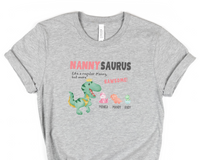 Load image into Gallery viewer, Personalized Nanny Shirt With Grandkids Names, Nanny shirt, Nannysaurus Dinosaur Tee, Mother In Law Mother&#39;s Day Gift
